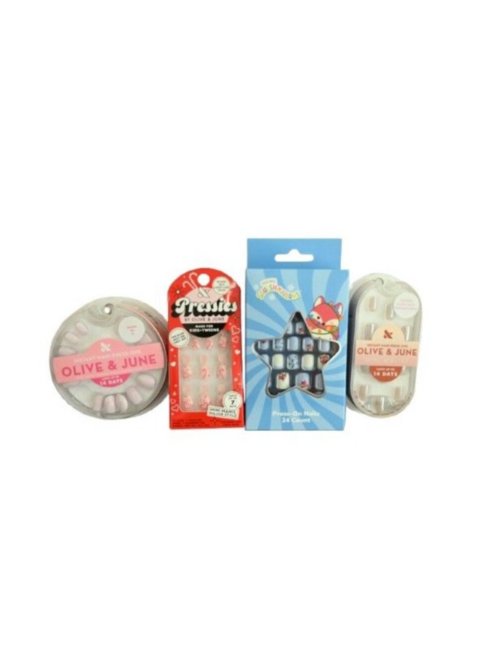NIP Olive & June Lot of 4 Packages Kids Girls Press On Nails XXS-XS Nail Art